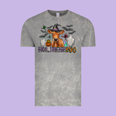Moo I Mean Boo Vintage Tee Designed By Cowhidedigitalart