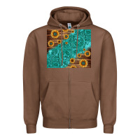 Chestnut Tooled Leather And Sunflowers Zipper Hoodie - Jasminsmagicworld