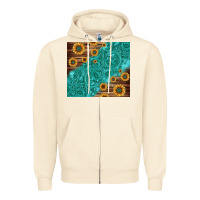 Sandshell Tooled Leather And Sunflowers Zipper Hoodie - Jasminsmagicworld