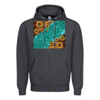 Smoke Tooled Leather And Sunflowers Zipper Hoodie - Jasminsmagicworld