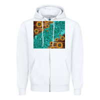 White Tooled Leather And Sunflowers Zipper Hoodie - Jasminsmagicworld