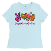 Baby Blue peace love cookies Ladies Tee - AdoDesignShop