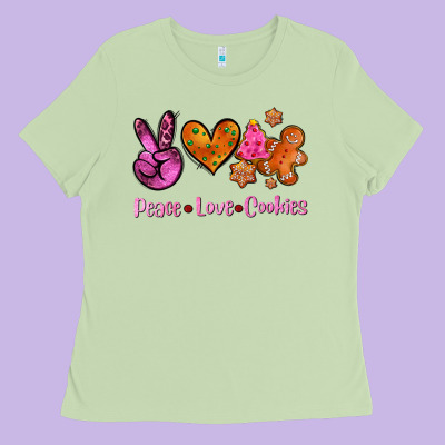 Peace Love Cookies Ladies Tee Designed By Adodesignshop