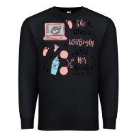 Black she works willingly with her hands Premium Sweatshirt - MaliasSmallBusiness