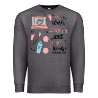 Charcoal Heather she works willingly with her hands Premium Sweatshirt - MaliasSmallBusiness