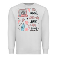Dove Grey she works willingly with her hands Premium Sweatshirt - MaliasSmallBusiness