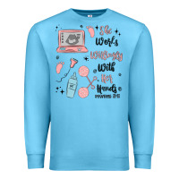Ocean Blue she works willingly with her hands Premium Sweatshirt - MaliasSmallBusiness