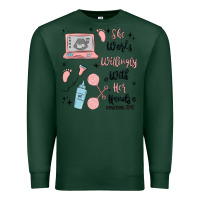 Sports Green she works willingly with her hands Premium Sweatshirt - MaliasSmallBusiness