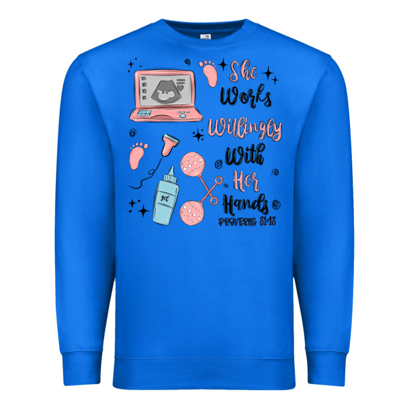 She Works Willingly With Her Hands Premium Sweatshirt by MaliasSmallBusiness | Teevron