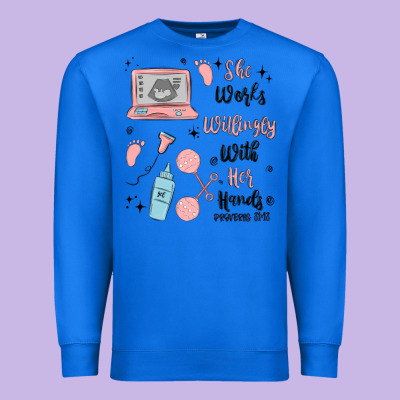She Works Willingly With Her Hands Premium Sweatshirt Designed By Maliassmallbusiness