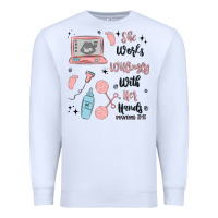 White she works willingly with her hands Premium Sweatshirt - MaliasSmallBusiness
