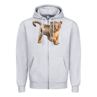 Heather Grey baby lion Zipper Hoodie - LillyAllenDesigns