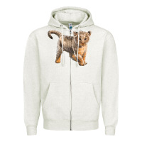 Oatmeal Heather baby lion Zipper Hoodie - LillyAllenDesigns
