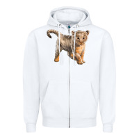 White baby lion Zipper Hoodie - LillyAllenDesigns