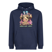 Navy Easter Day Cow Heavyweight Hoodie - NancyCooperArtShop