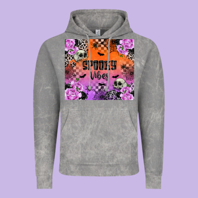 Spooky Vibes Vintage Hoodie Designed By Texasbilliewilder