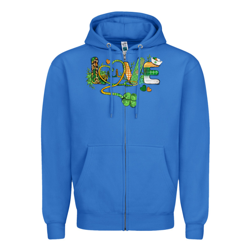 St. Patricks Day Nurse Love Medical Love Zipper Hoodie by BarkalooDesign | Teevron