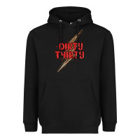 Black dirty thirty lightning bolt Heavyweight Hoodie - MaliasSmallBusiness