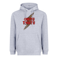 Heather Grey dirty thirty lightning bolt Heavyweight Hoodie - MaliasSmallBusiness