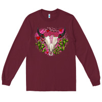 Burgundy bull skull cactus valentines Long Sleeve Tee - JahusDesignShop