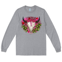 Heather Grey bull skull cactus valentines Long Sleeve Tee - JahusDesignShop
