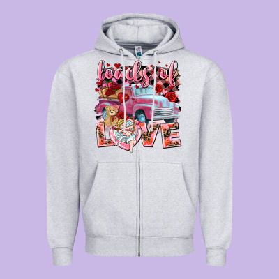 Loads Of Love Valentines Day Truck Zipper Hoodie Designed By Nancycooperartshop