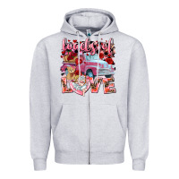 Heather Grey loads of love valentines day truck Zipper Hoodie - NancyCooperArtShop