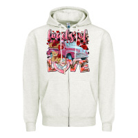 Oatmeal Heather loads of love valentines day truck Zipper Hoodie - NancyCooperArtShop