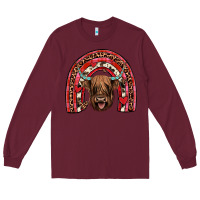 Burgundy valentines highland cow rainbow Long Sleeve Tee - JahusDesignShop