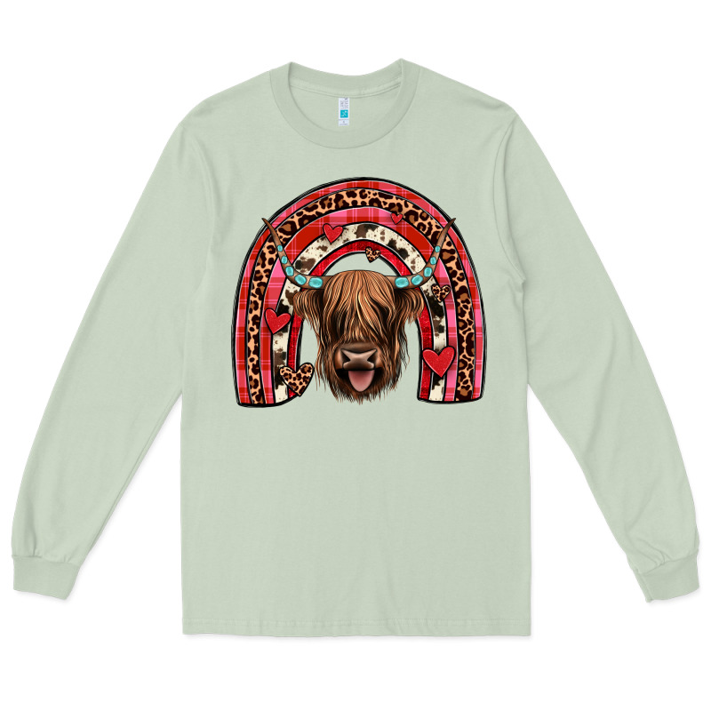 Valentines Highland Cow Rainbow Long Sleeve Tee by JahusDesignShop | Teevron