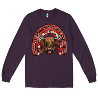 Plum valentines highland cow rainbow Long Sleeve Tee - JahusDesignShop