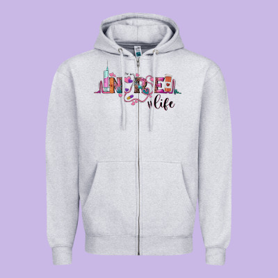Nurse Life Zipper Hoodie Designed By Barkaloodesign