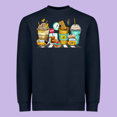 School Bus Coffee Cups Heavyweight Sweatshirt Designed By Zillion Design Studio