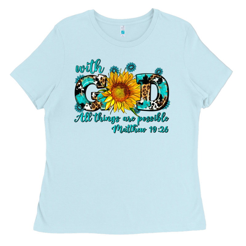 With God All Things Are Possible Sunflower Ladies Tee by AdoDesignShop | Teevron