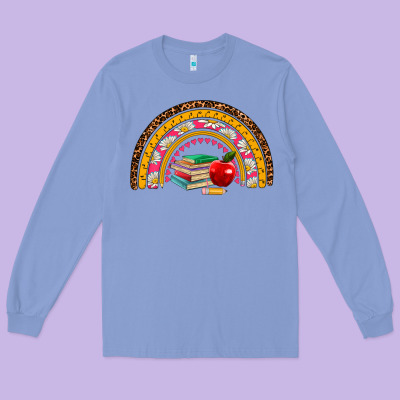 Back To School Rainbow Long Sleeve Tee Designed By Adodesignshop
