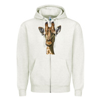 Oatmeal Heather giraffe head Zipper Hoodie - LillyAllenDesigns