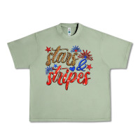 Oil Green stars and stripes Urban Heavy Tee - HRA Design Shop