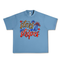 Pebble Blue stars and stripes Urban Heavy Tee - HRA Design Shop