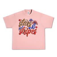 Salmon stars and stripes Urban Heavy Tee - HRA Design Shop