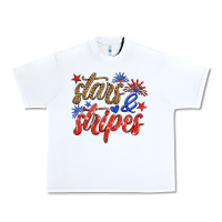 White stars and stripes Urban Heavy Tee - HRA Design Shop