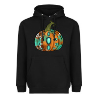 Black Western cowhide turquoise pumpkin Heavyweight Hoodie - NancyCooperArtShop