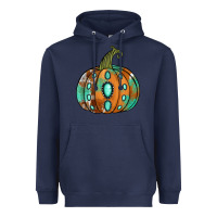 Navy Western cowhide turquoise pumpkin Heavyweight Hoodie - NancyCooperArtShop