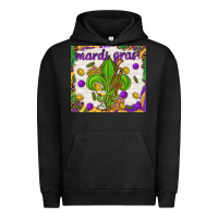 Pigment Black Mardi Gras fleur de lis Urban Hoodie - NancyCooperArtShop