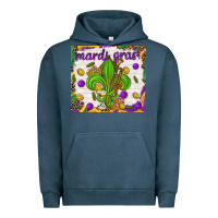 Pigment Midnight Navy Mardi Gras fleur de lis Urban Hoodie - NancyCooperArtShop