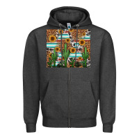 Charcoal Heather western cactus and sunflowers Zipper Hoodie - Jasminsmagicworld