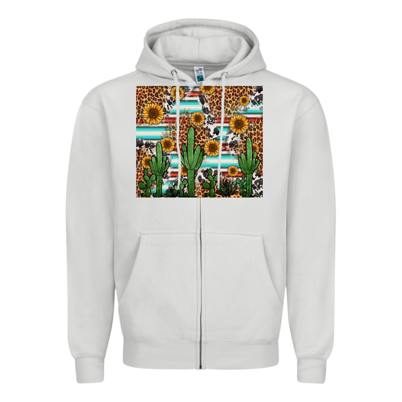 Western Cactus And Sunflowers Zipper Hoodie by Jasminsmagicworld | Teevron