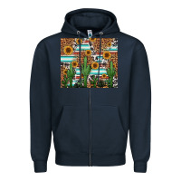 Navy western cactus and sunflowers Zipper Hoodie - Jasminsmagicworld