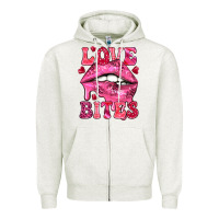 Oatmeal Heather love bites Zipper Hoodie - NancyCooperArtShop