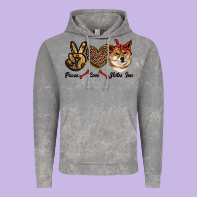 Peace Love Shiba Inu Vintage Hoodie Designed By Ranaportraitstore