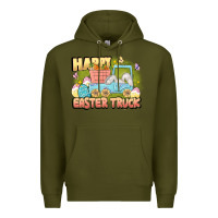 Army Green Happy Easter truck Premium Hoodie - LillyAllenDesigns